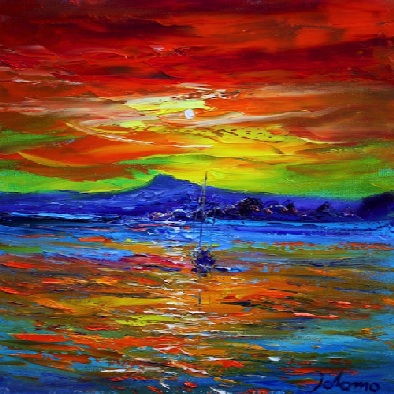 A Soft Sunrise Ben More and Iona 16x16